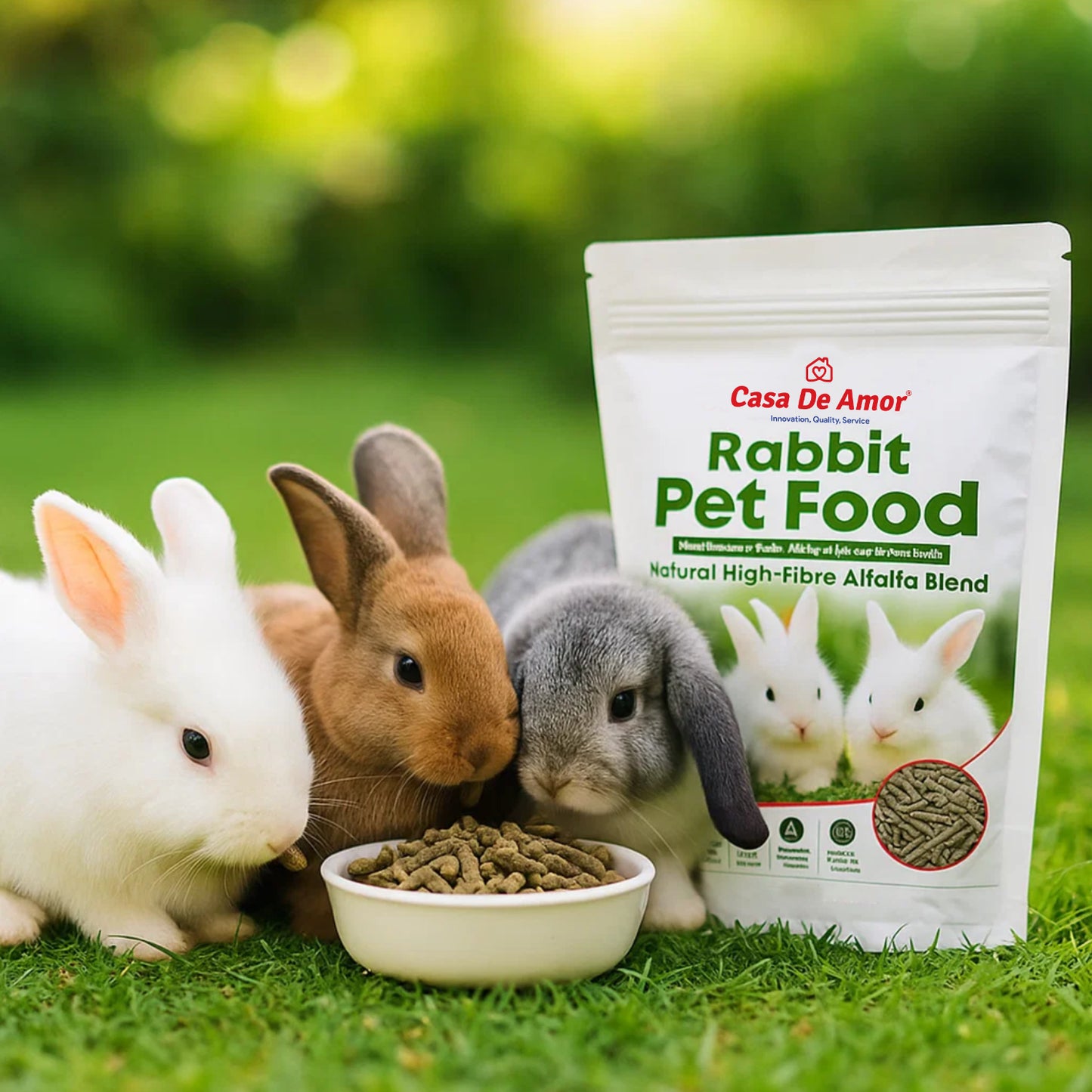 Casa De Amor Premium Rabbit Food Pellets | Complete & Balanced Nutrition with Natural Fiber | Healthy Digestible Pellets for All Rabbits & Small Pets