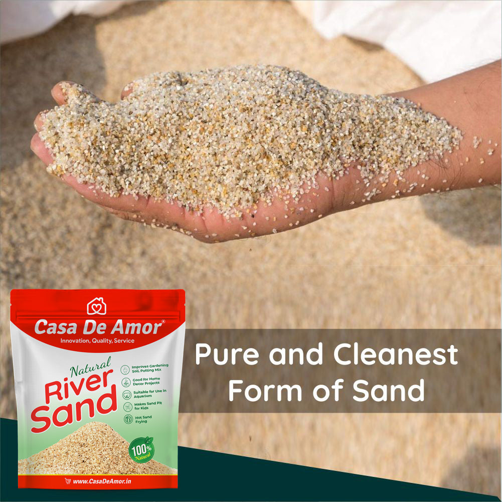 Casa De Amor Natural River Sand | Aquarium Sand Substrate | Pure Organic Plants Soil Mix Additive Adenium Cactus Succulent Bonsai | Use in Havan Pujan