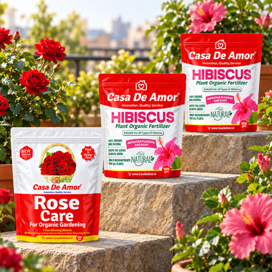 Casa De Amor Rose & Hibiscus Bloom Kit | Rose Care Fertilizer 900 gm + Hibiscus Fertilizer 1800 gm