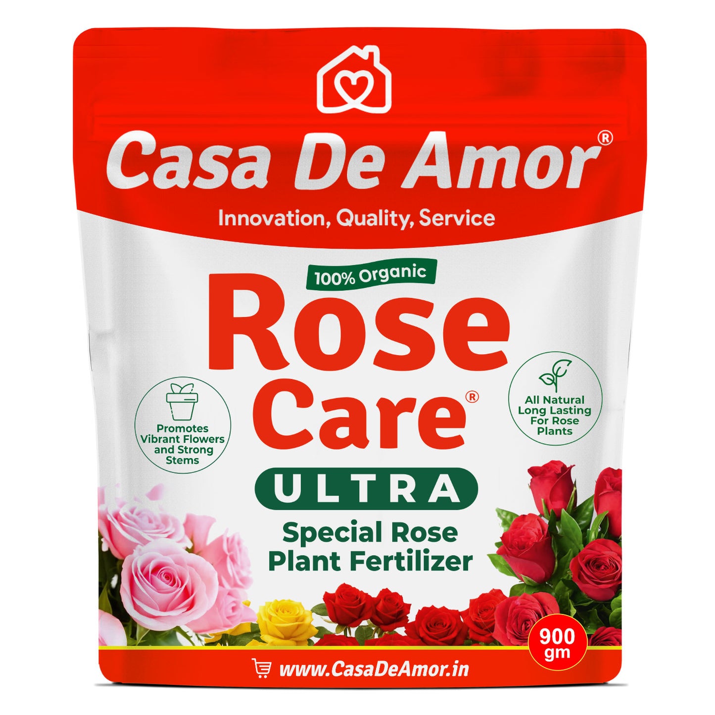 Casa De Amor Organic Rose Care Ultra Fertilizer – for Rose Plants | 100% Natural, Boosts Flowering 40%