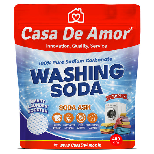 Casa De Amor 100% Pure Soda Ash Washing Soda Powder odium Carbonate Laundry Booster, Stain Remover, Hard Water Softener, Multi-Purpose Cleaner