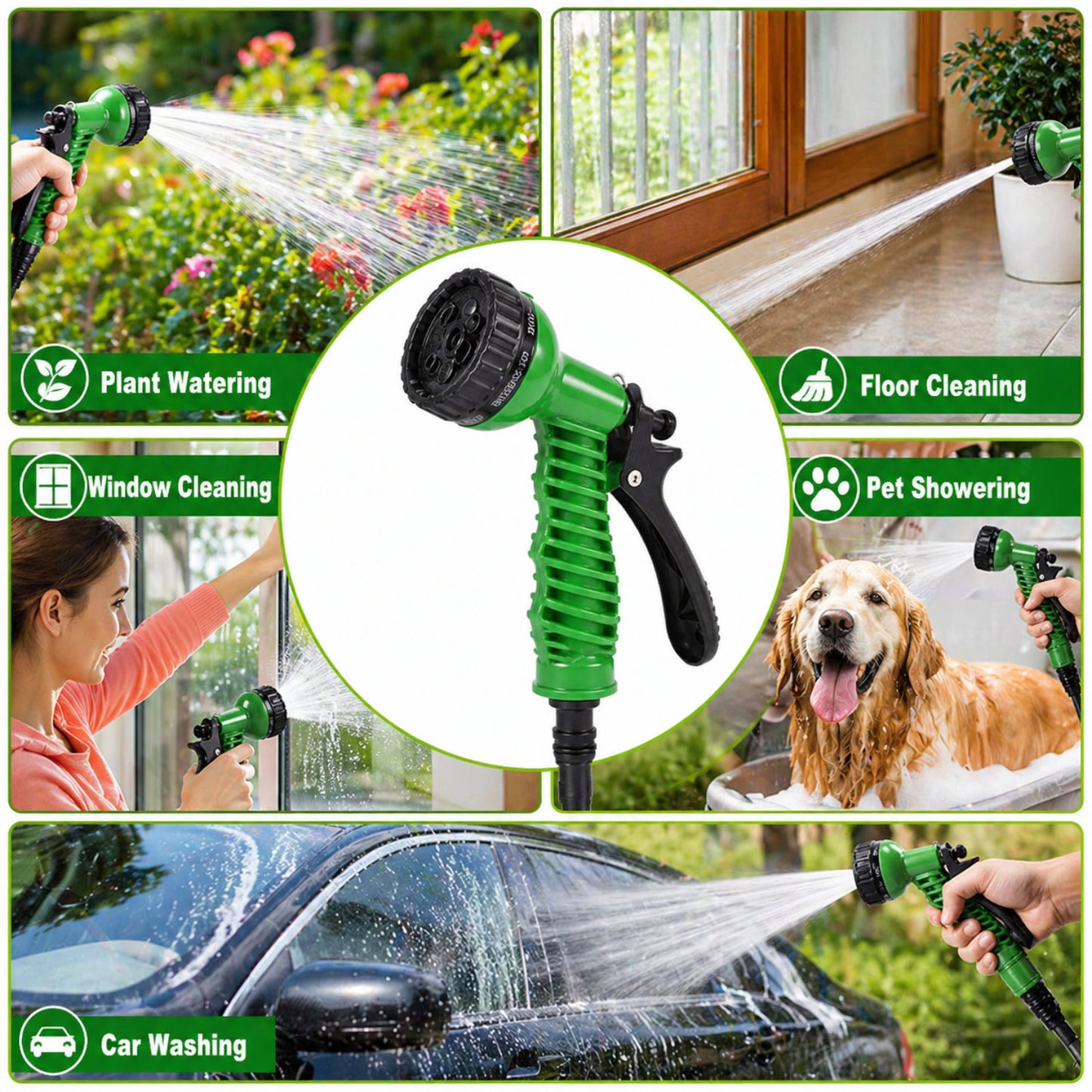 Casa De Amor Garden Hose 7 Pattern High Pressure Nozzle Spray Gun, Pressure Control Valve, 360° Adjustable & Leak Proof, Gardening Washing Water Spray for Plants