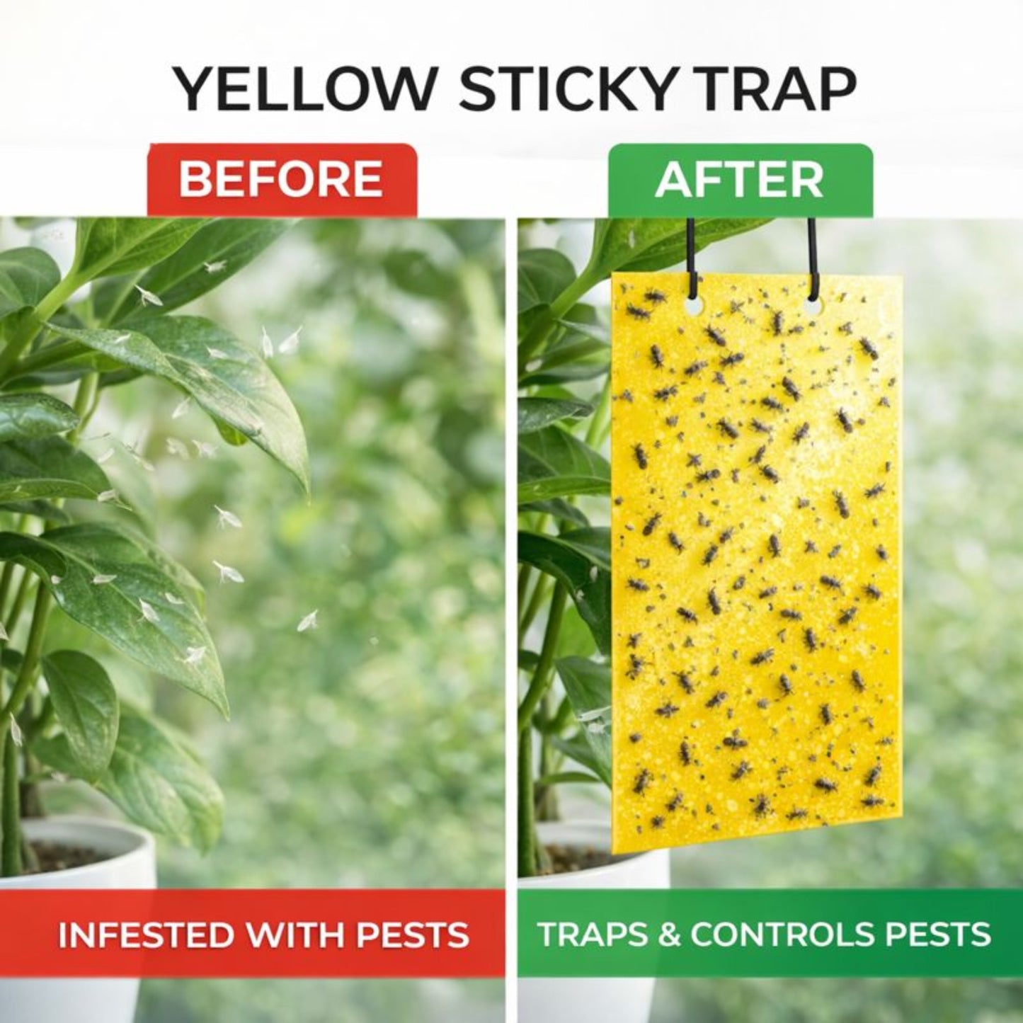 Casa De Amor Sticky Pads for Sticky Trap for Insects Pack of 10 Sheets | for Garden & Agriculture to Control Whiteflies, Aphids, Thrips, Jassids| Fly Catcher Insect Catcher Glue Trap for 100% Results