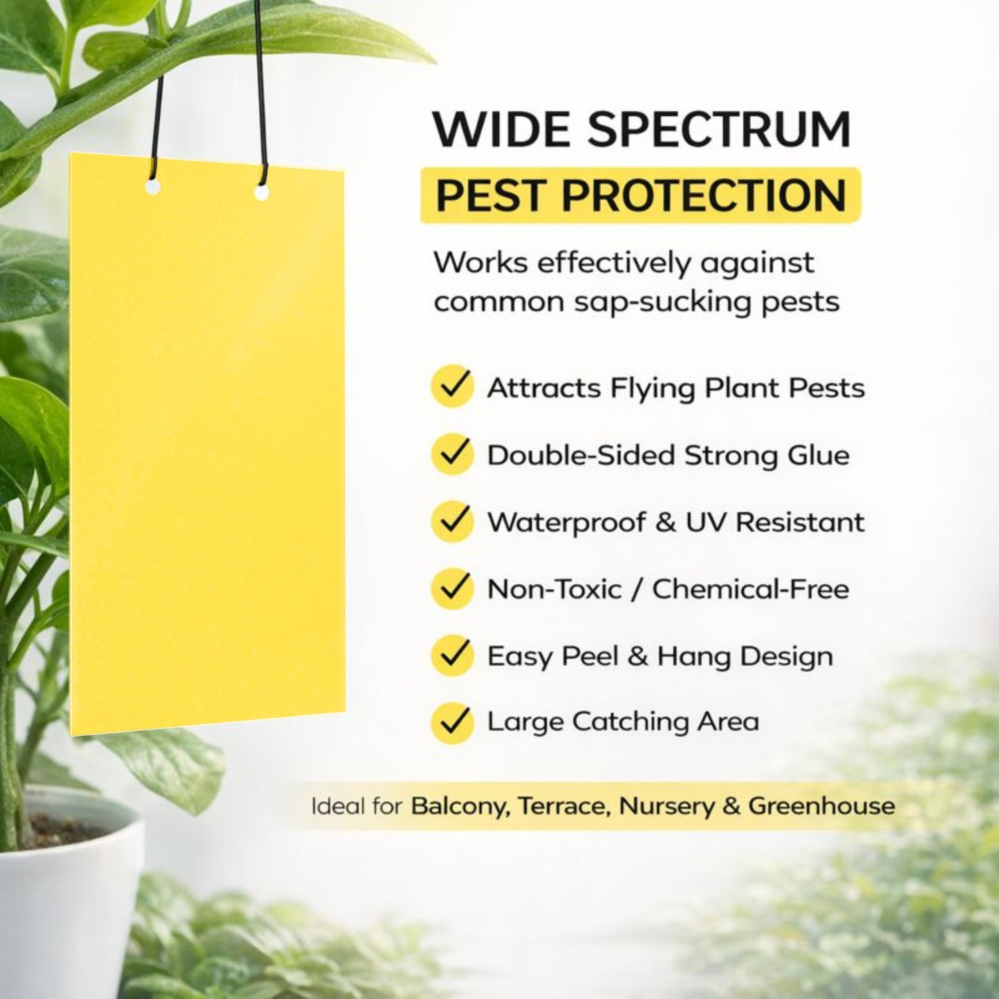 Casa De Amor Sticky Pads for Sticky Trap for Insects Pack of 10 Sheets | for Garden & Agriculture to Control Whiteflies, Aphids, Thrips, Jassids| Fly Catcher Insect Catcher Glue Trap for 100% Results