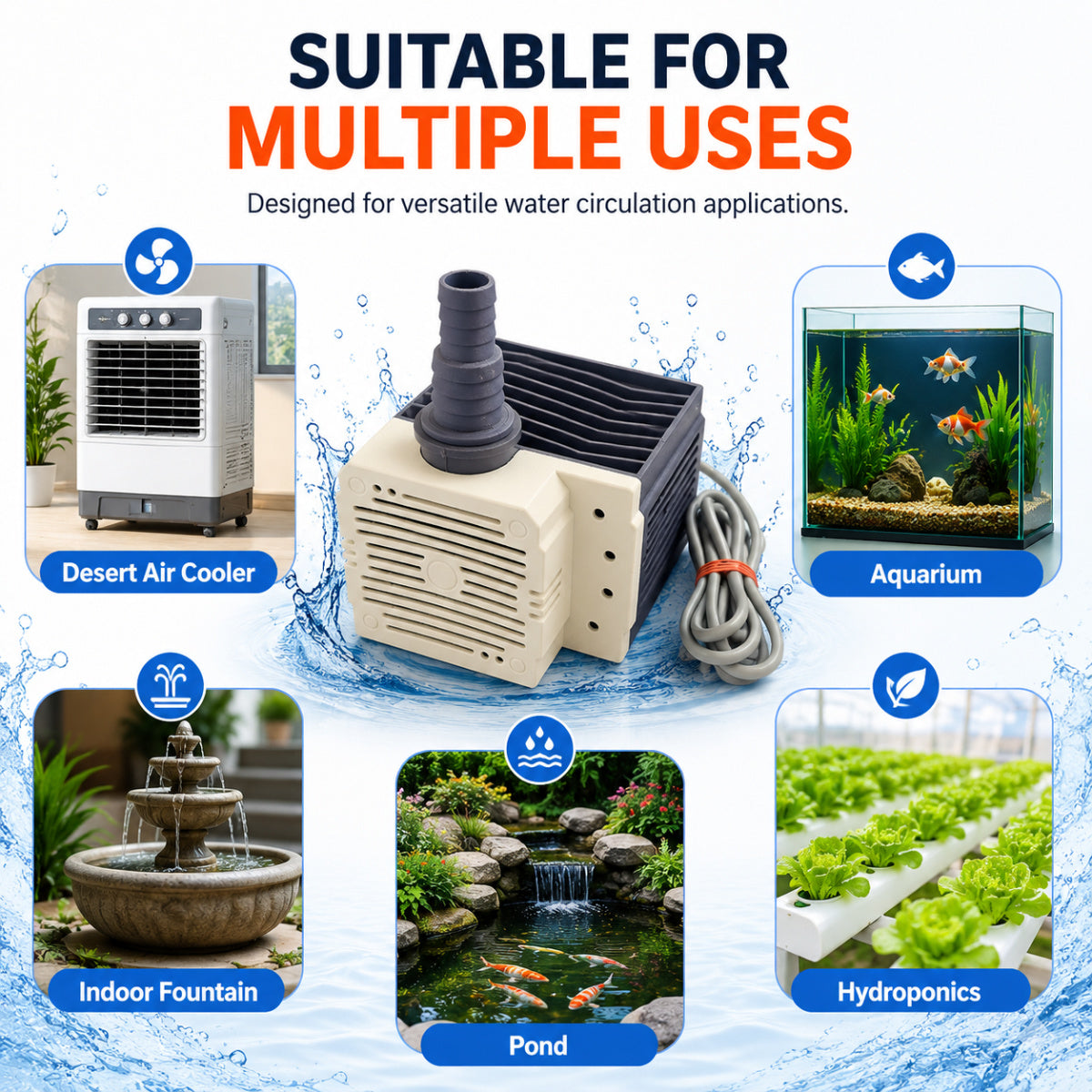 Casa De Amor 40W Submersible Water Pump for Desert Air Cooler, Aquarium, Fountain, Pond & Hydroponics