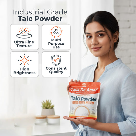 Casa De Amor Ultra-Fine 600 Mesh Industrial Grade Talc Powder | 98% High Whiteness, Multi-Use for Cosmetics, Soap Making & Industrial Fillers