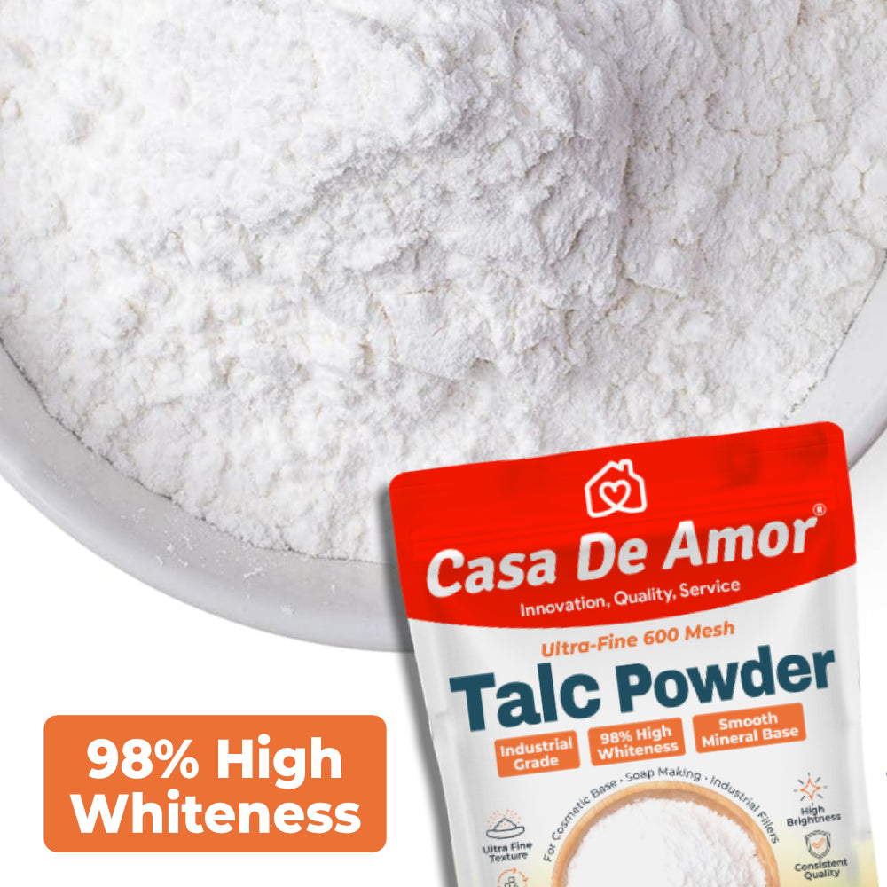 Casa De Amor Ultra-Fine 600 Mesh Industrial Grade Talc Powder | 98% High Whiteness, Multi-Use for Cosmetics, Soap Making & Industrial Fillers