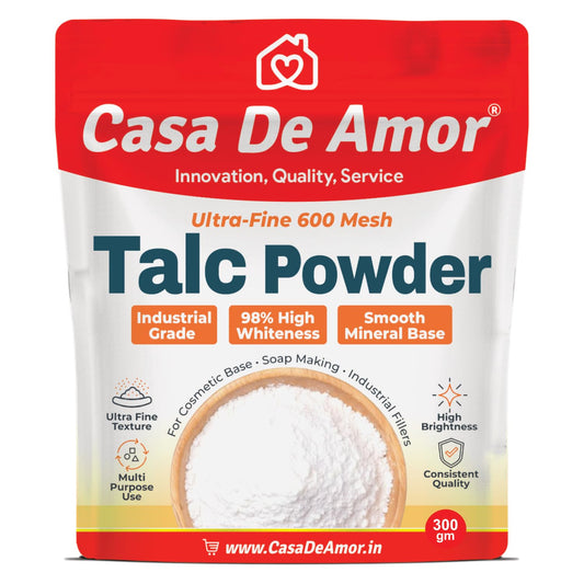 Casa De Amor Ultra-Fine 600 Mesh Industrial Grade Talc Powder | 98% High Whiteness, Multi-Use for Cosmetics, Soap Making & Industrial Fillers