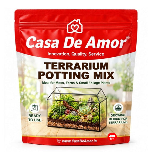 Casa De Amor Terrarium Potting Mix, Ready-to-Use Tropical Substrate for Moss, Ferns & Small Foliage Plants, DIY Growing Medium for Closed Glass Terrariums & Indoor Miniature Gardens