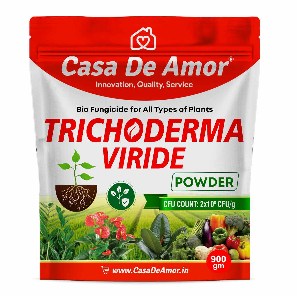 Casa De Amor Trichoderma Bio Fungicide for Plants | Protects from Fungal & Bacterial Diseases | Boosts Plant Immunity & Root Growth (2 x 10⁸ CFU per Gram)