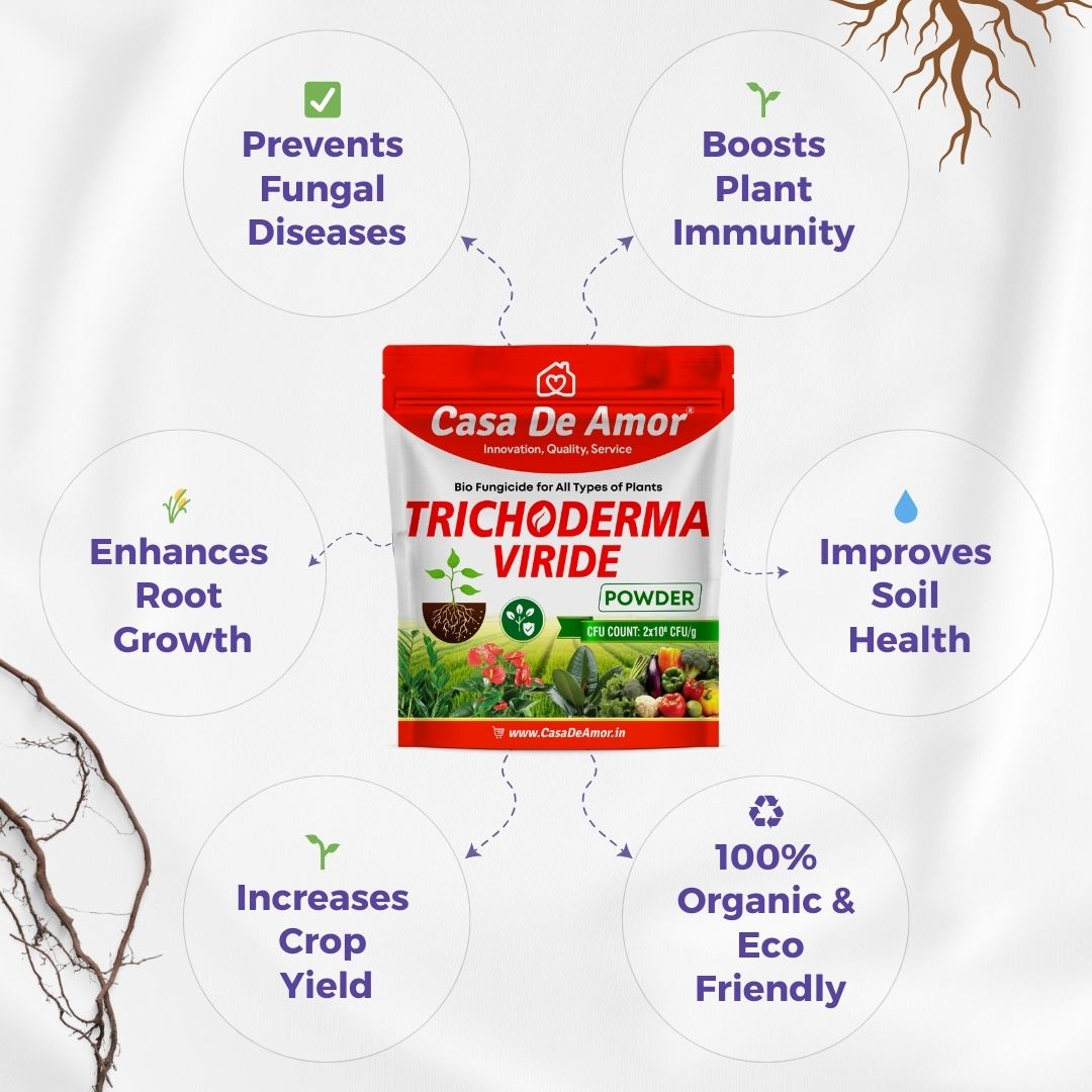 Casa De Amor Trichoderma Bio Fungicide for Plants | Protects from Fungal & Bacterial Diseases | Boosts Plant Immunity & Root Growth (2 x 10⁸ CFU per Gram)