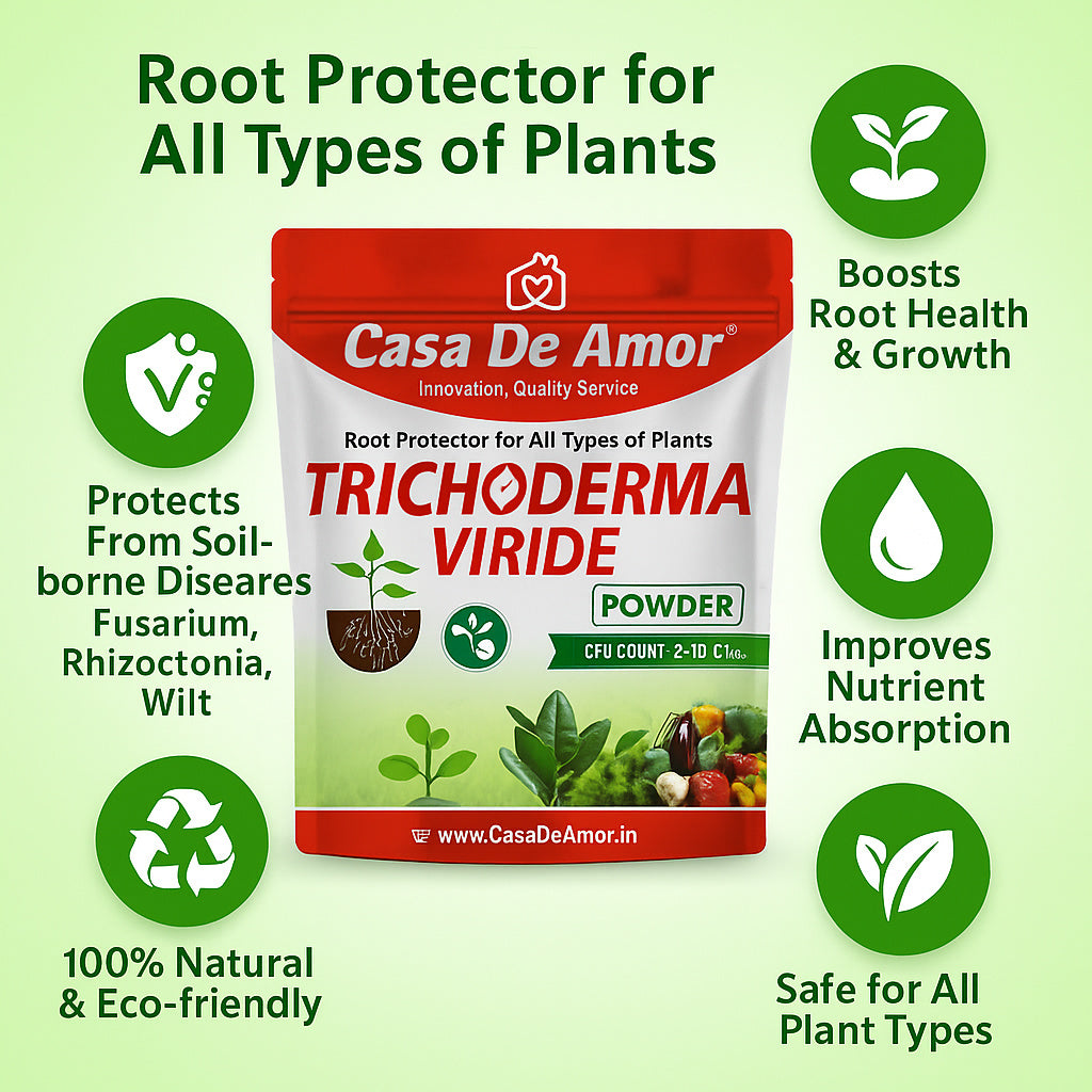 Casa De Amor Trichoderma Bio Fungicide for Plants | Protects from Fungal & Bacterial Diseases | Boosts Plant Immunity & Root Growth (2 x 10⁸ CFU per Gram)