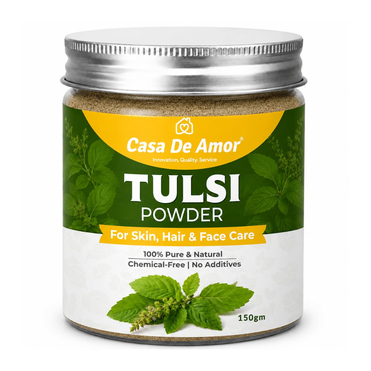 Casa De Amor Tulsi Powder for Face Pack | 100% Natural & Pure Holy Basil | For Acne, Pimples, Oil Control & Glowing Skin | Herbal Skin Care