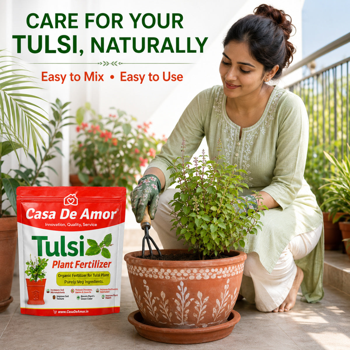 Organic Tulsi Fertilizer for tulsi plant in Balcony, Terrace & Home Gardening