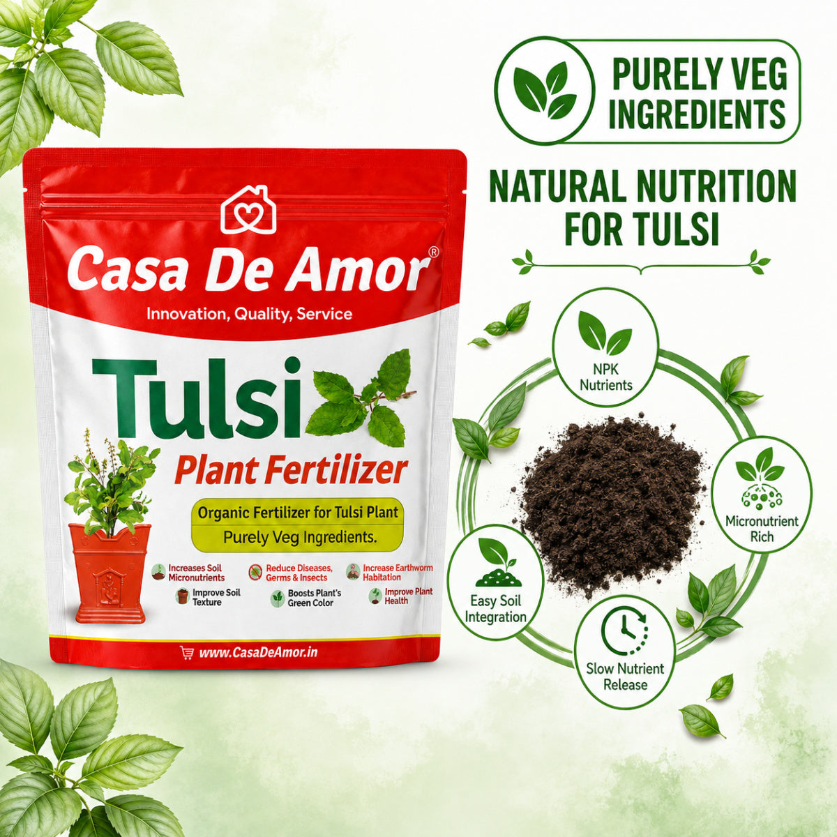 Organic Tulsi Fertilizer for tulsi plant in Balcony, Terrace & Home Gardening