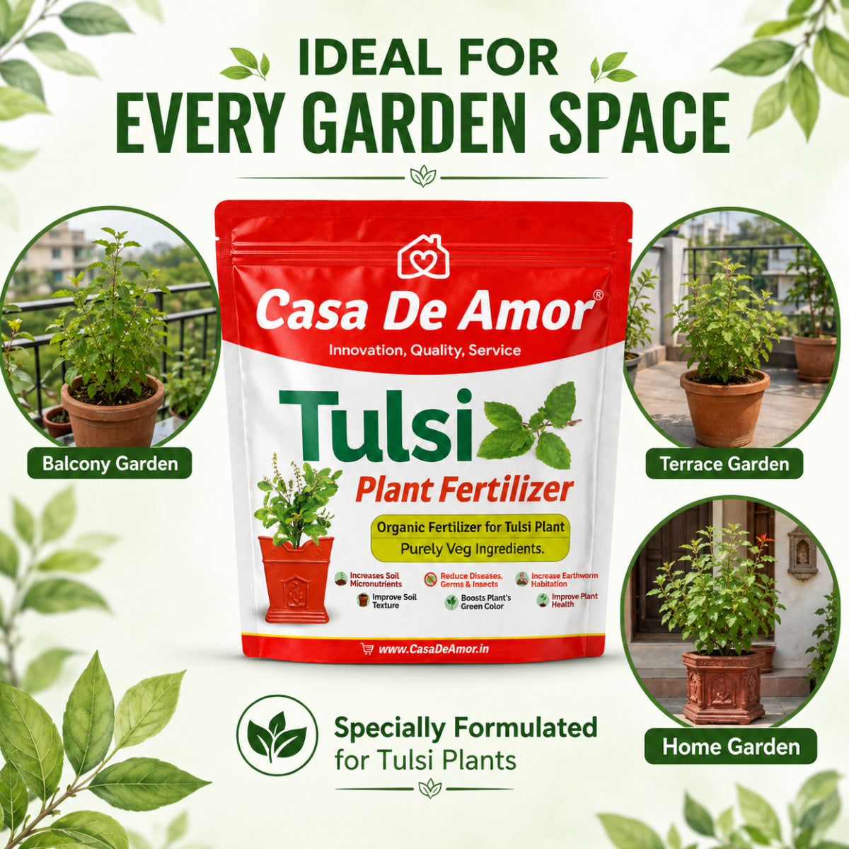 Organic Tulsi Fertilizer for tulsi plant in Balcony, Terrace & Home Gardening