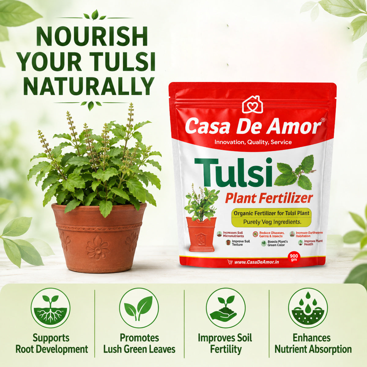 Organic Tulsi Fertilizer for tulsi plant in Balcony, Terrace & Home Gardening