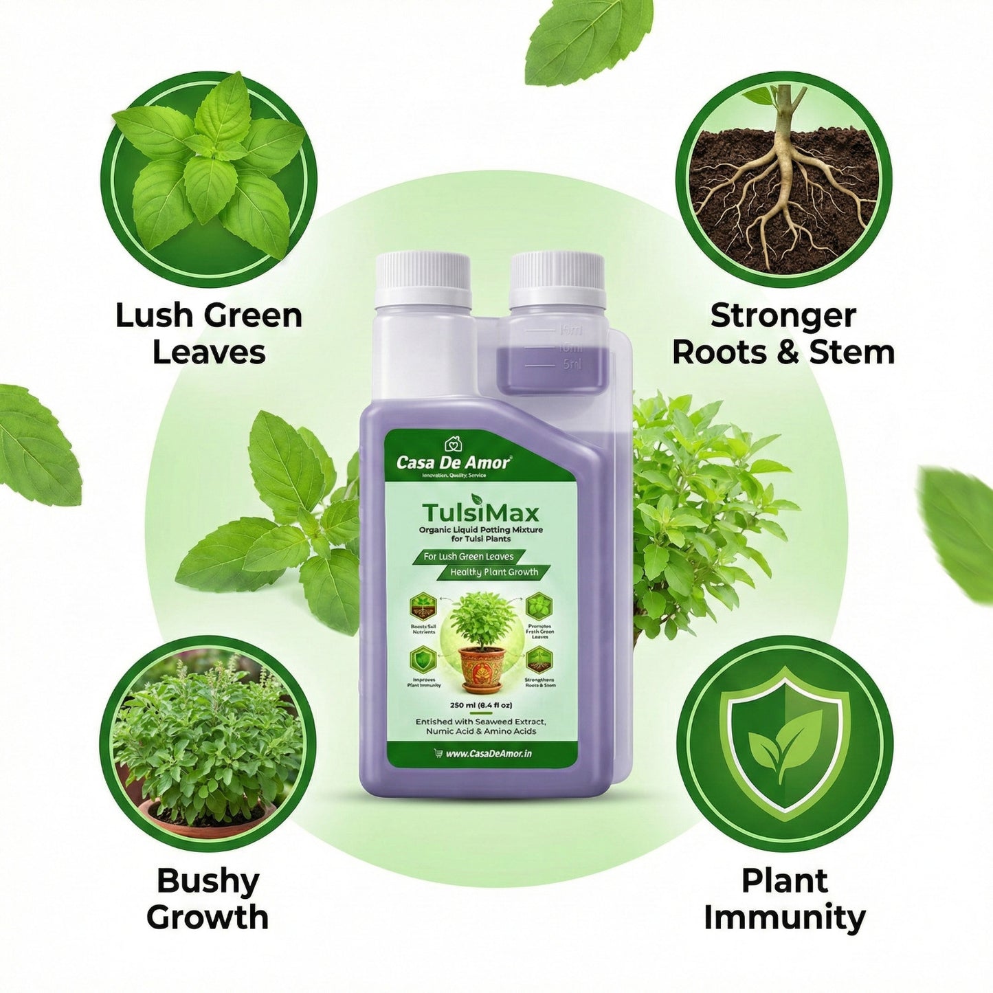 Casa De Amor TulsiMax Liquid Plant Nutrient 250ml | Pure Veg Formula for Tulsi Plants