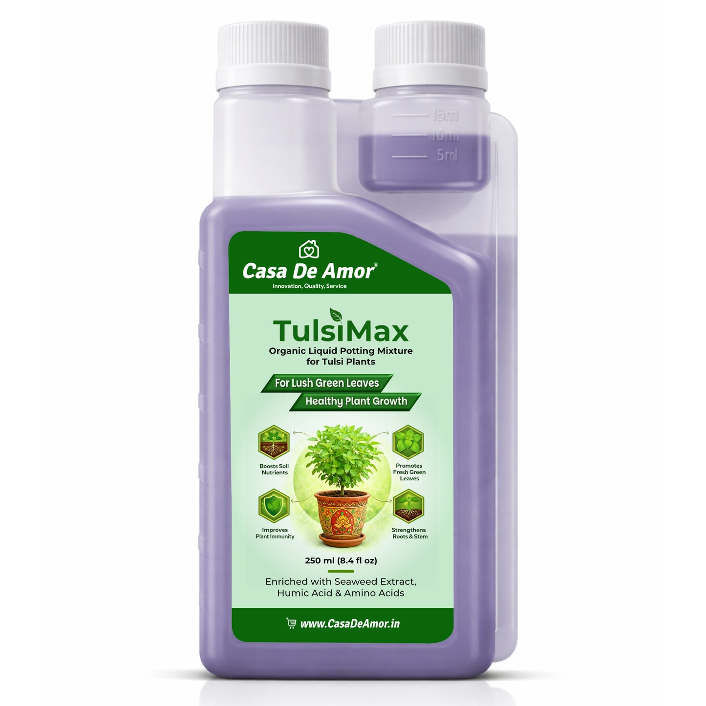 Casa De Amor TulsiMax Liquid Plant Nutrient 250ml | Pure Veg Formula for Tulsi Plants