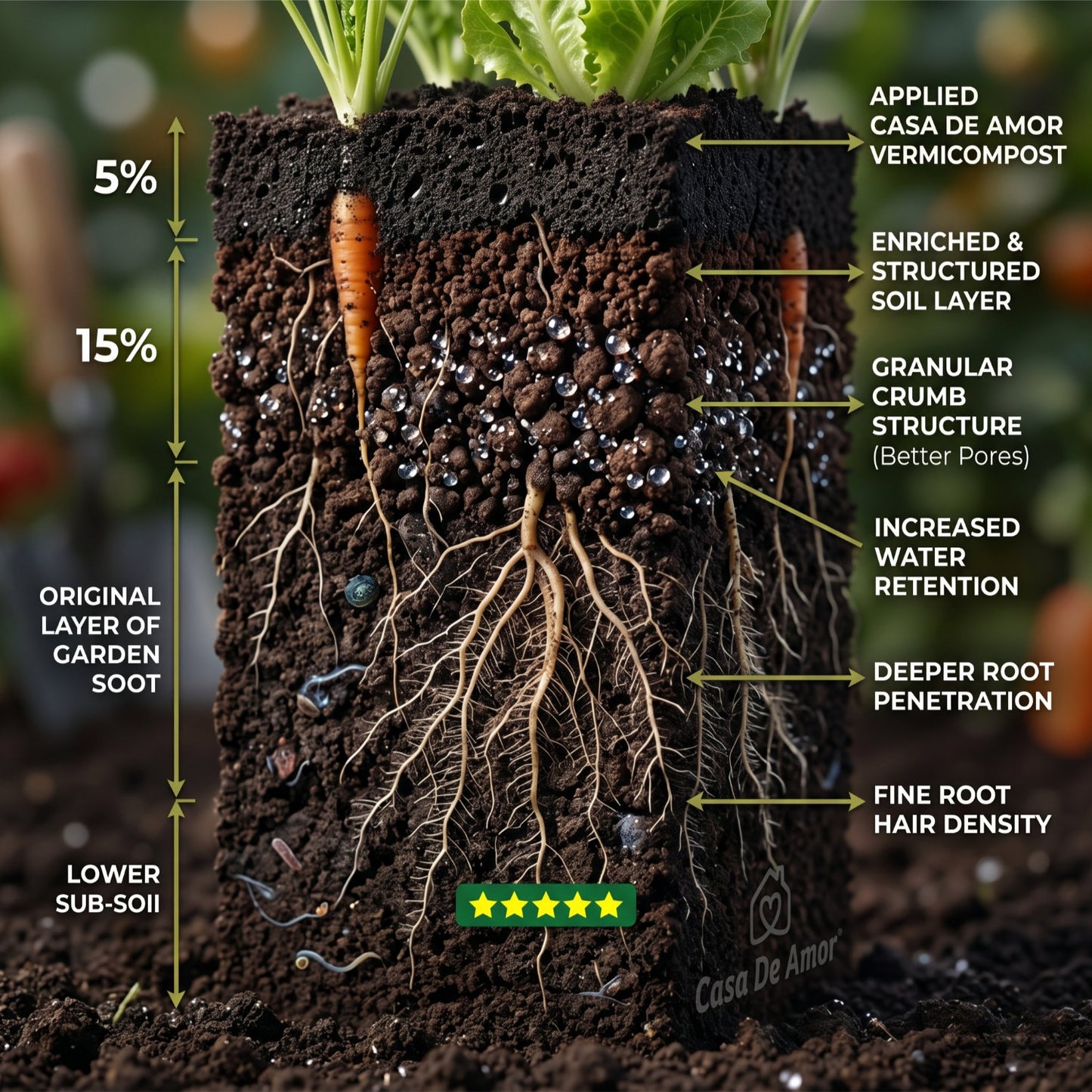 Casa De Amor Vermicompost for Plants | Organic Fertilizer and Manure, Natural Earthworm Compost for Indoor and Outdoor Gardening