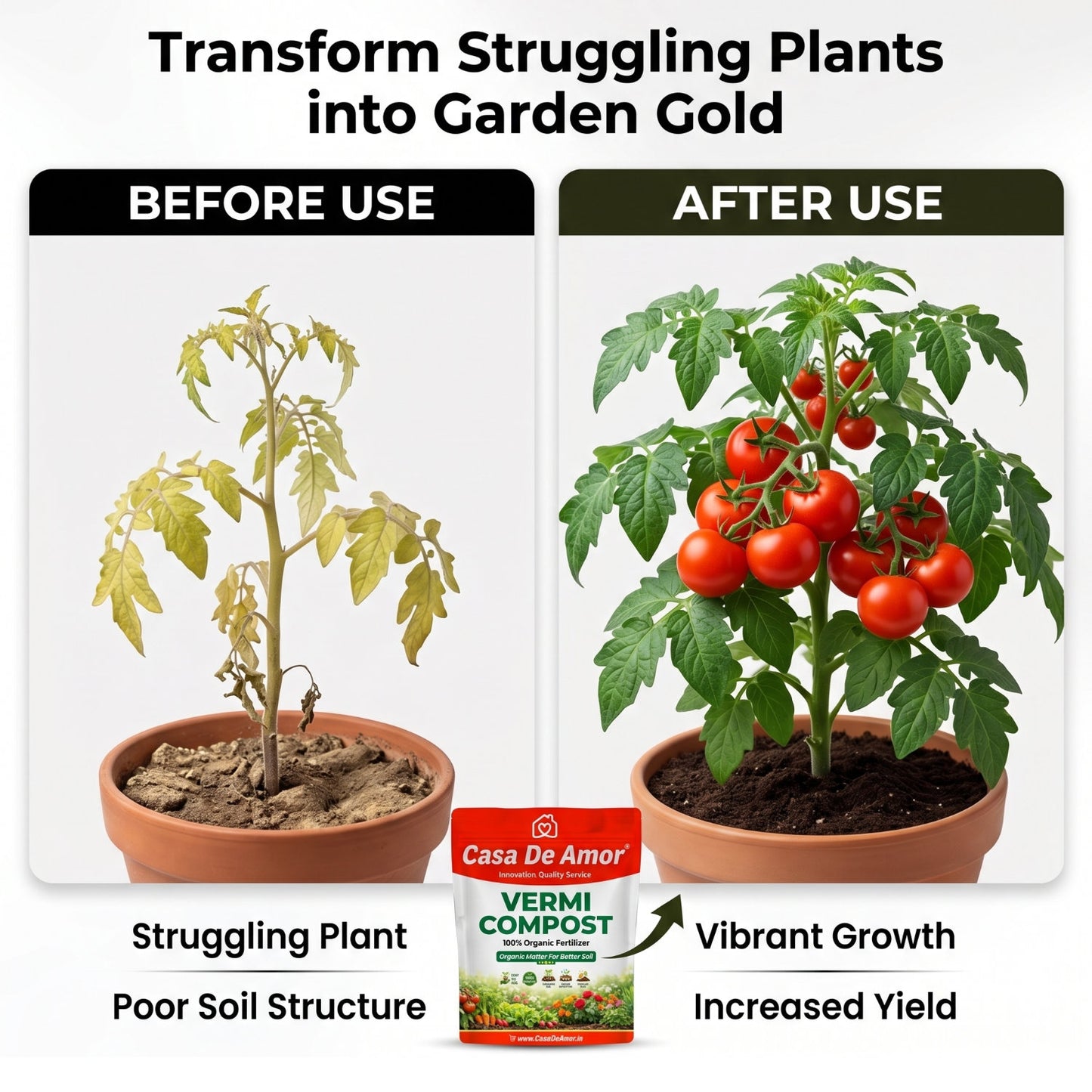 Casa De Amor Vermicompost for Plants | Organic Fertilizer and Manure, Natural Earthworm Compost for Indoor and Outdoor Gardening