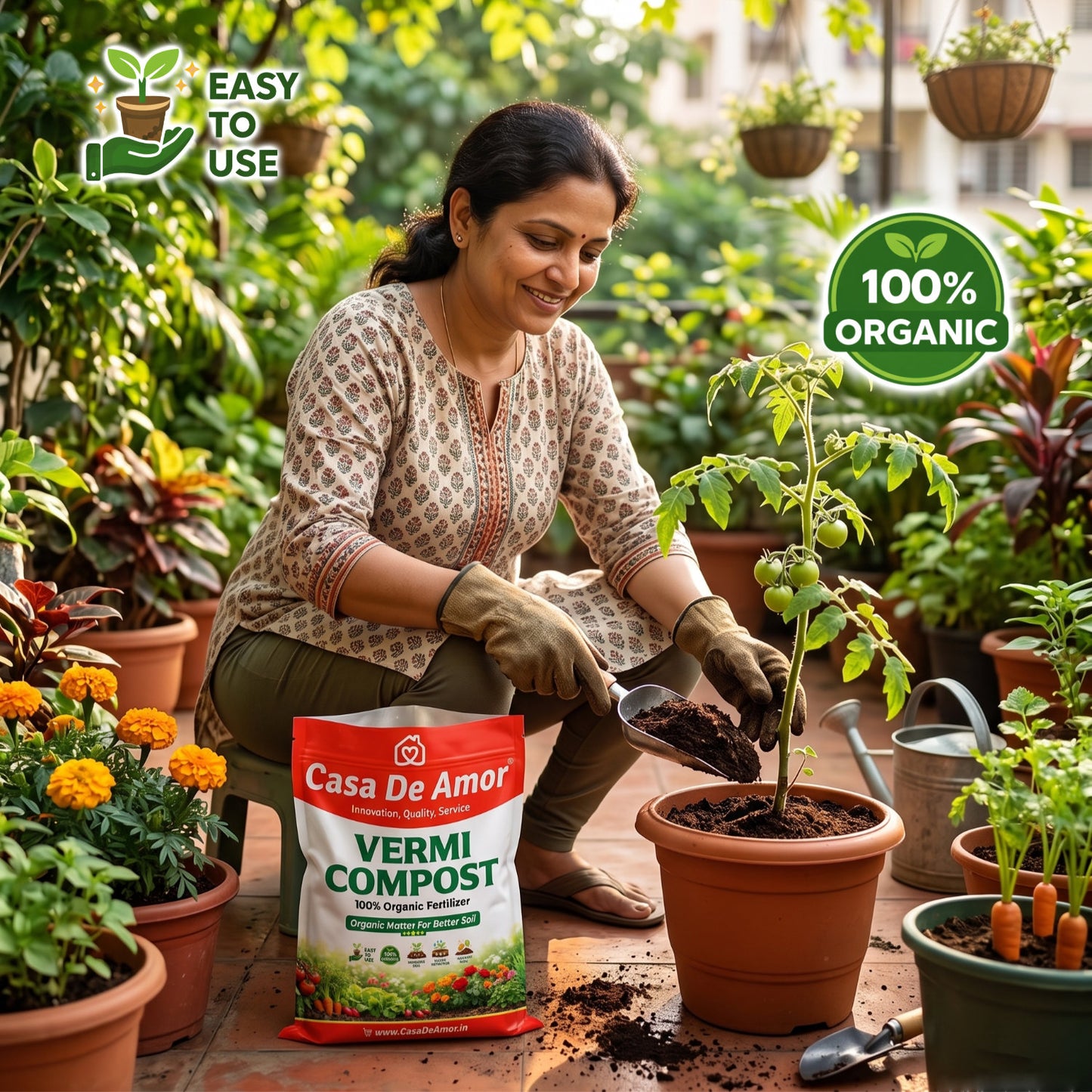 Casa De Amor Vermicompost for Plants | Organic Fertilizer and Manure, Natural Earthworm Compost for Indoor and Outdoor Gardening