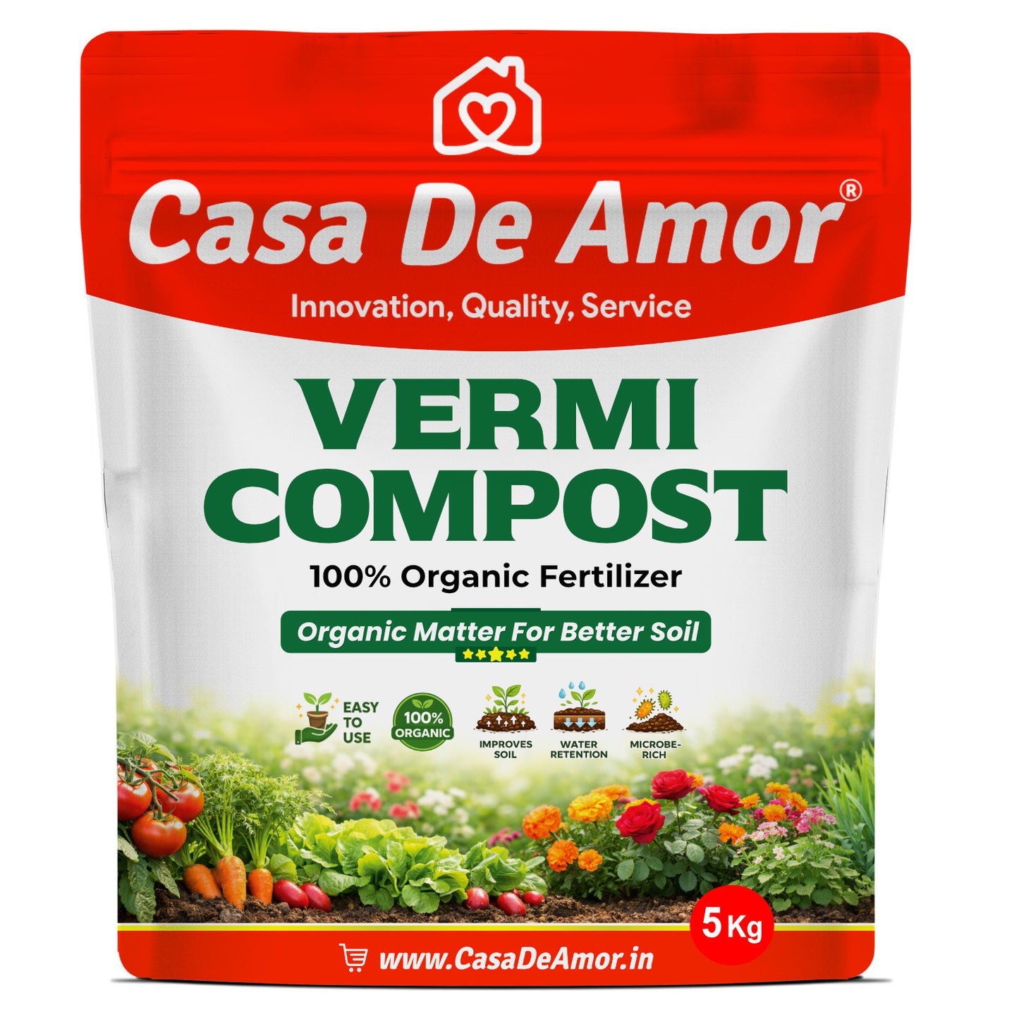 Casa De Amor Vermicompost for Plants | Organic Fertilizer and Manure, Natural Earthworm Compost for Indoor and Outdoor Gardening