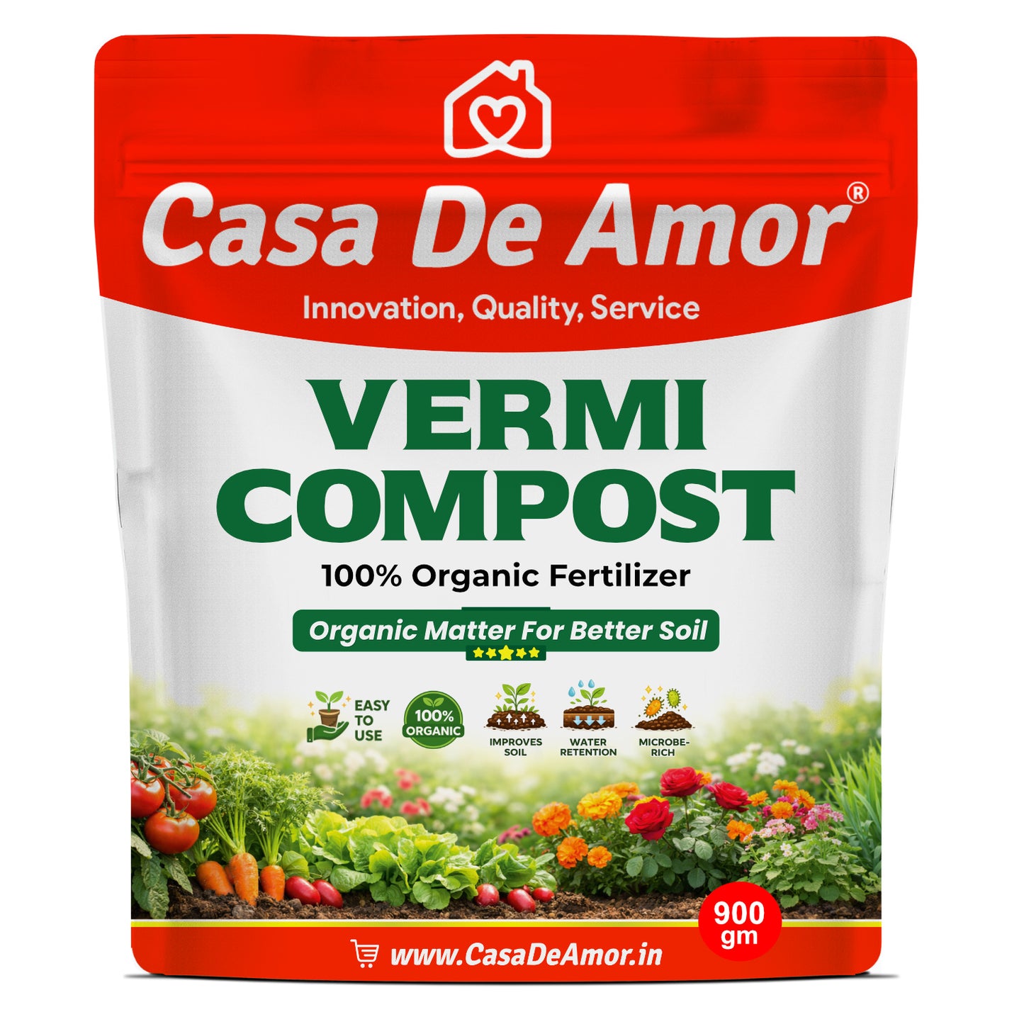 Casa De Amor Vermicompost for Plants | Organic Fertilizer and Manure, Natural Earthworm Compost for Indoor and Outdoor Gardening