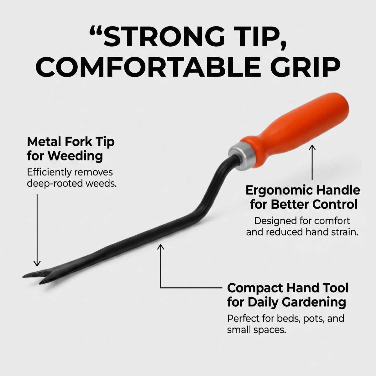 Casa De Amor Garden Weeder 1 Pc, Manual Hand Weeding Tool with Ergonomic Handle for Removing Small Weeds, Soil Loosening, Digging & Gardening Use