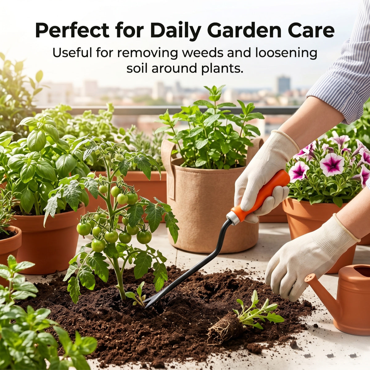 Casa De Amor Garden Weeder 1 Pc, Manual Hand Weeding Tool with Ergonomic Handle for Removing Small Weeds, Soil Loosening, Digging & Gardening Use