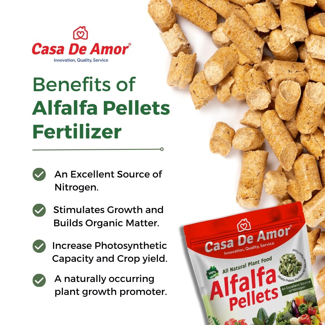 Casa De Amor Alfalfa Pellets ideal for organic gardening, mulch, hydroponics, livestock feed