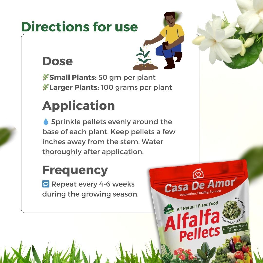 Casa De Amor Alfalfa Pellets ideal for organic gardening, mulch, hydroponics, livestock feed