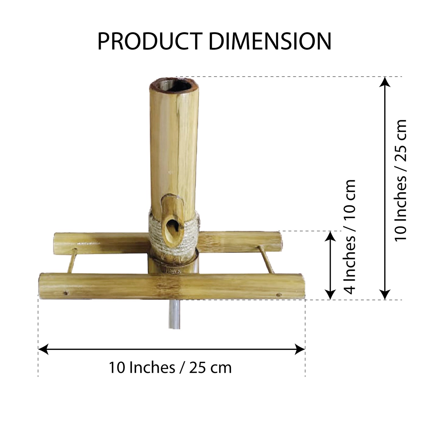 Bamboo Water Fountain for Patio, Indoor/Outdoor, Flat Base-1 Piece (Pot & Pebbles not included)