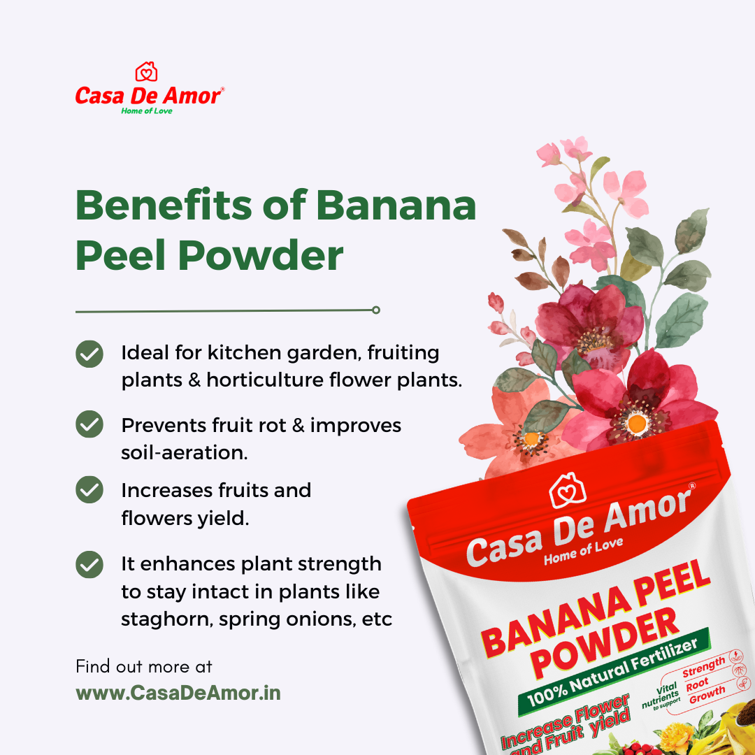 Casa De Amor Banana Peel Powder Fertilizer for Plants, Natural Bloom Booster for Plants and Gardening