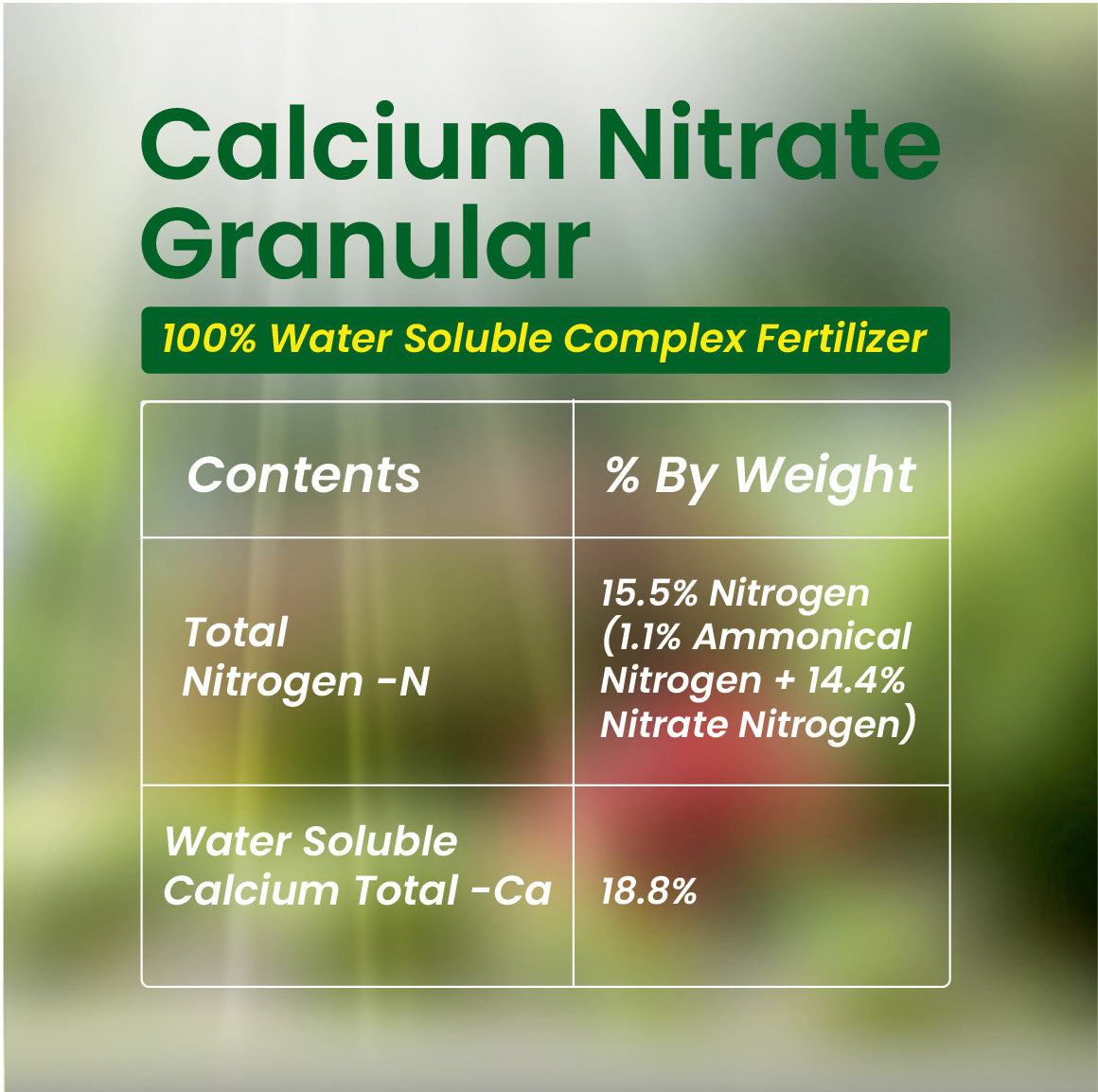Calcium Nitrate Fertilizer (100% Water Soluble Fertilizer)