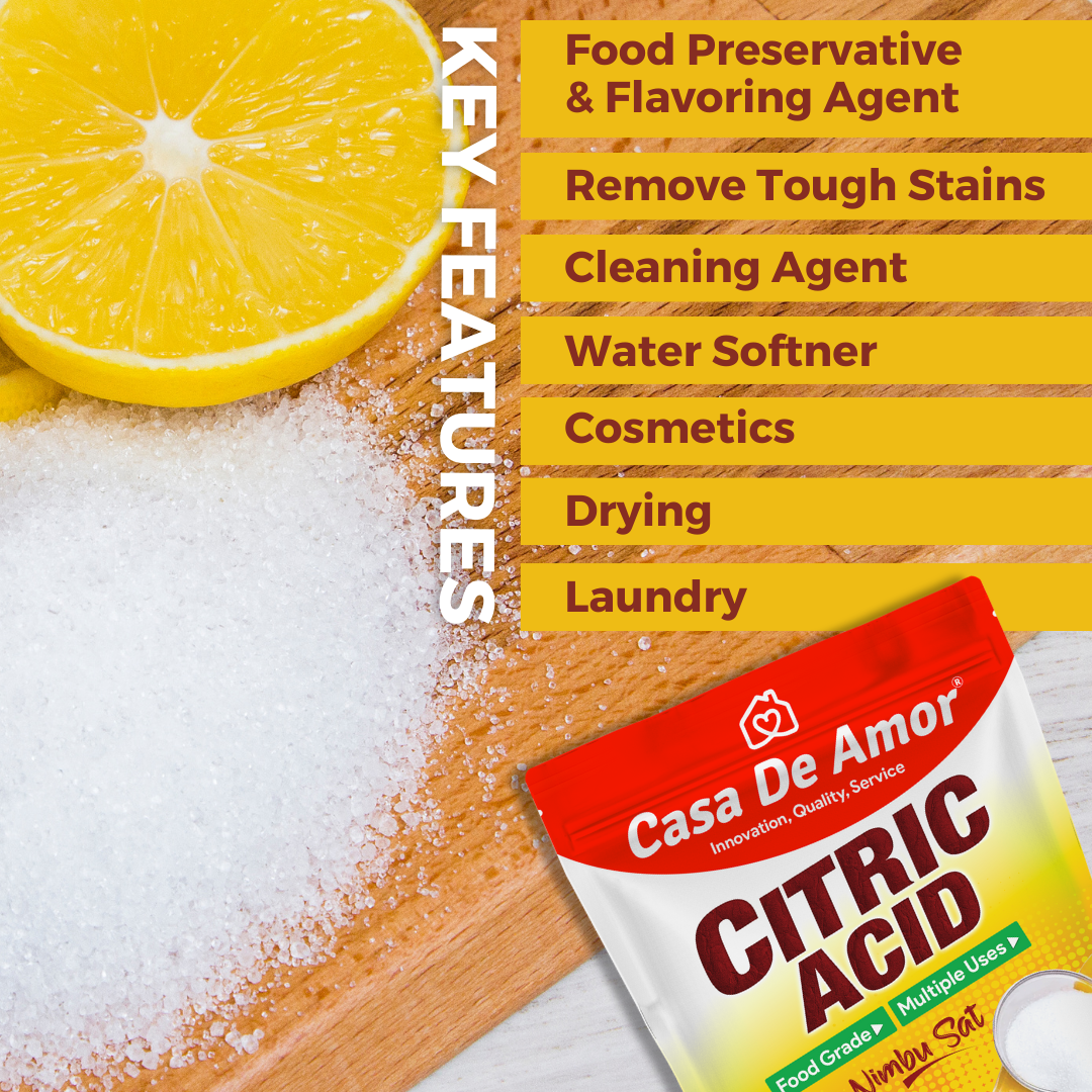 Casa De Amor Pure Citric Acid, Nimbu Sat | Food Grade, Natural Preservative, Cleaning agent