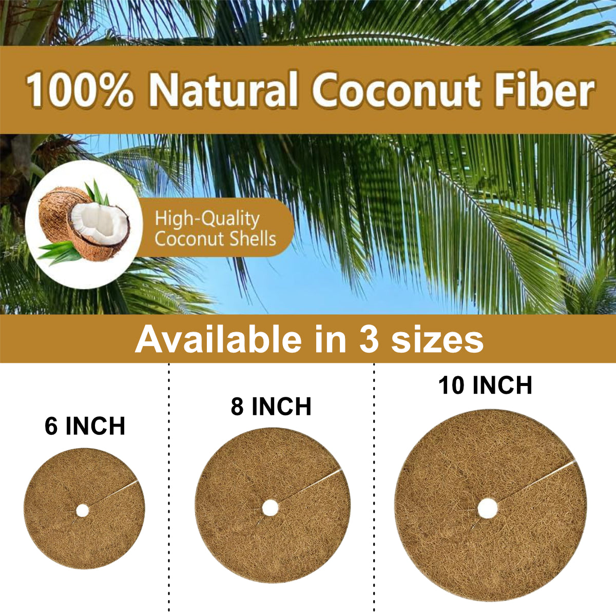 Casa De Amor Coco Coir Mulch Ring Mat | Natural Coconut Fiber Plant Protector for Indoor & Outdoor Plants | Weed Control & Moisture Retention | Root Protection & Soil Health