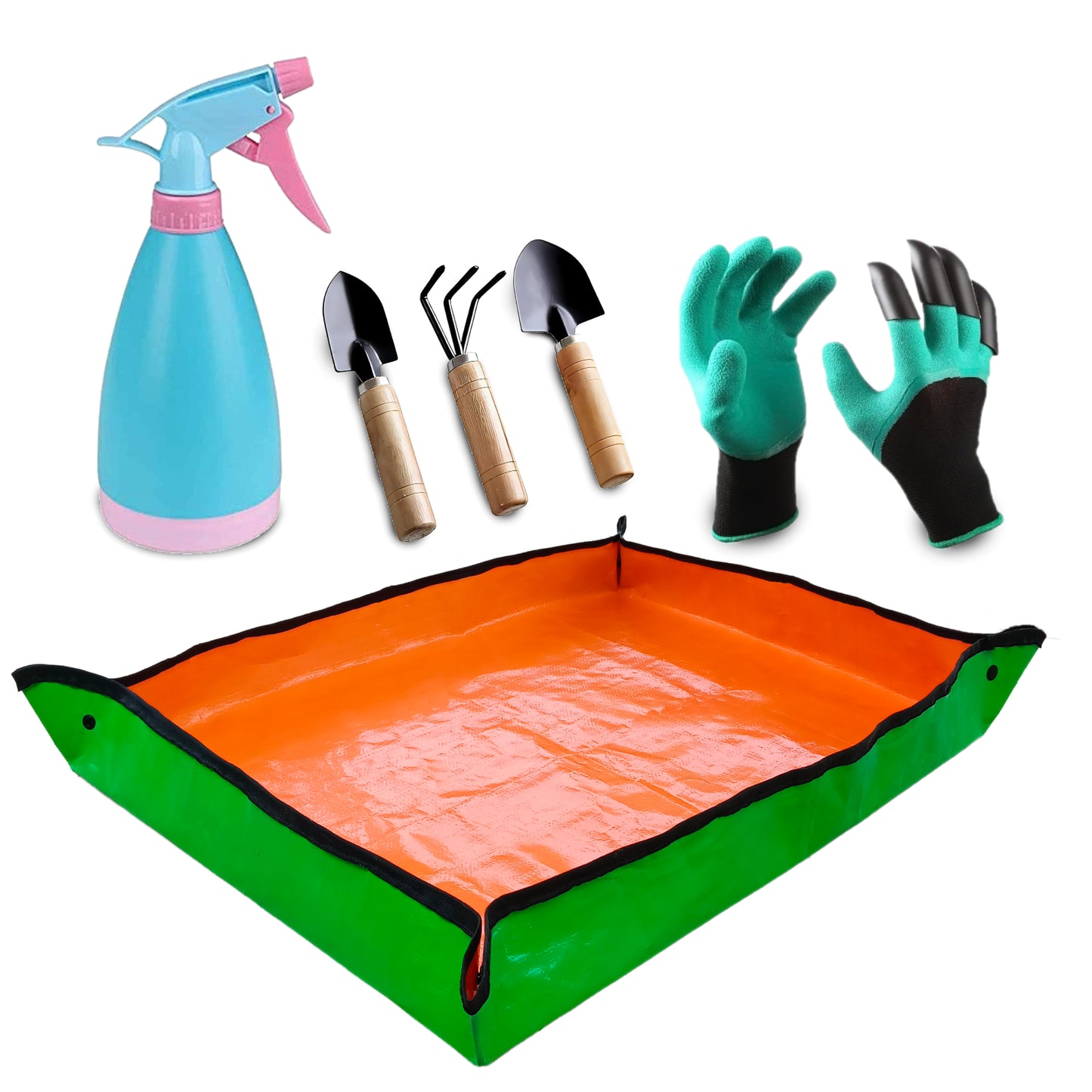 Casa De Amor Complete Garden Care Kit; Gardening Mat, Gloves, Tools & Versatile Spray Bottle (Set of 4)