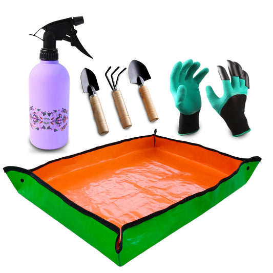 Casa De Amor Complete Garden Care Kit; Gardening Mat, Gloves, Tools & Versatile Spray Bottle (Set of 4)