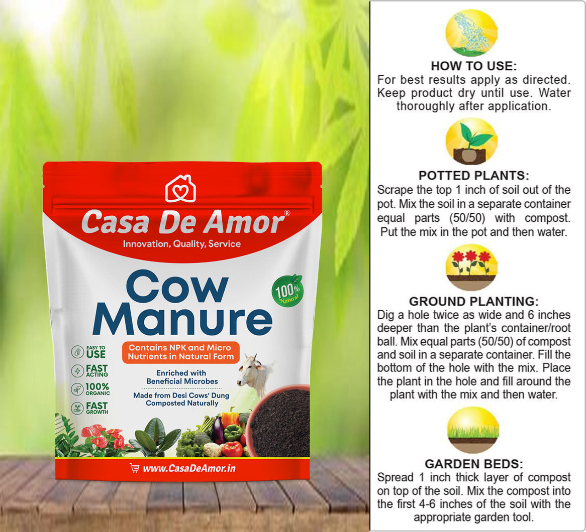 Casa De Amor Cow Manure & Compost Fertilizer for Home Garden Contains NPK & Micro Nutrients