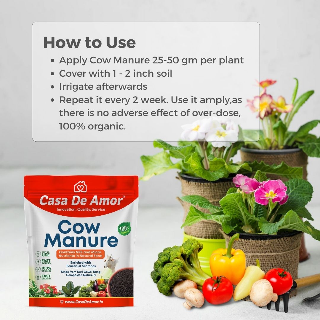 Casa De Amor Combo Pack-Cow Manure & Compost (900 gm) + Organic Liquid Biofertilizer (400 ml)