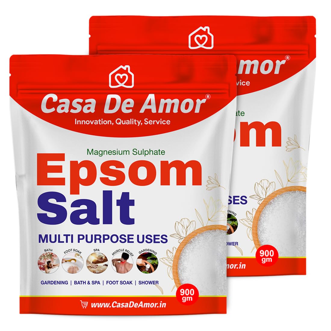 Casa De Amor Essential Epsom Salt for Body to Soak, Soothe, Refresh & Garden