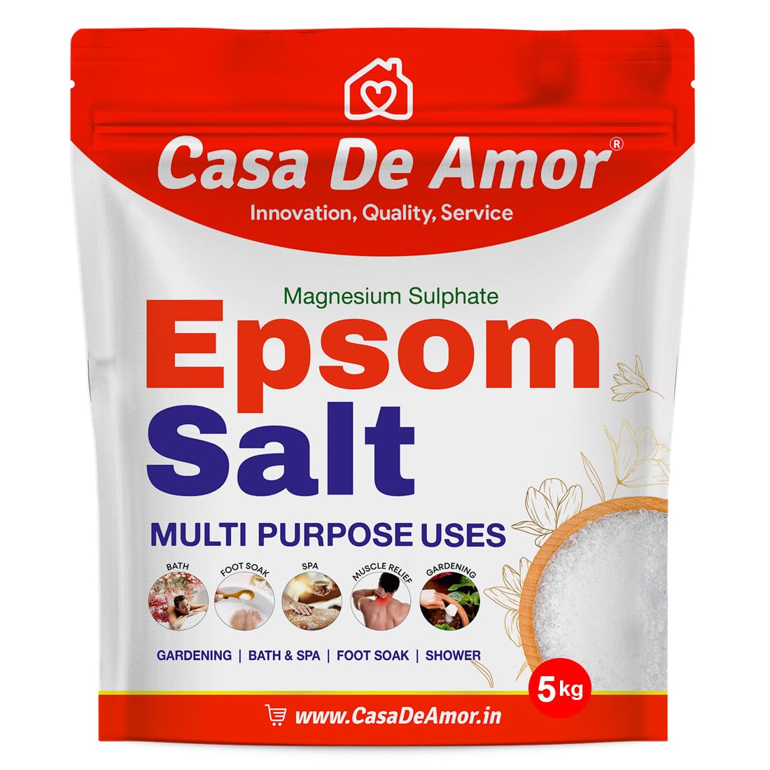Casa De Amor Essential Epsom Salt for Body to Soak, Soothe, Refresh & Garden