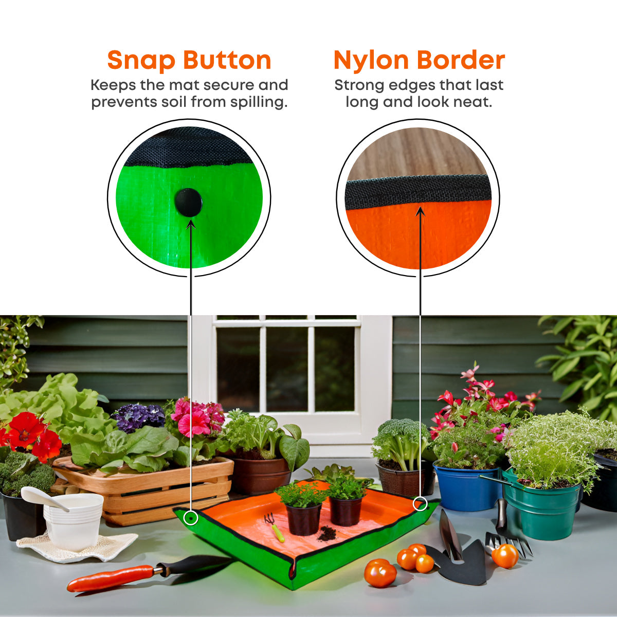 Casa De Amor 75x100CM Gardening Mat Durable HDPE Material with Snap Buttons Waterproof Foldable Perfect for Gardening, Soil Mixing, DIY Projects, or Crafts