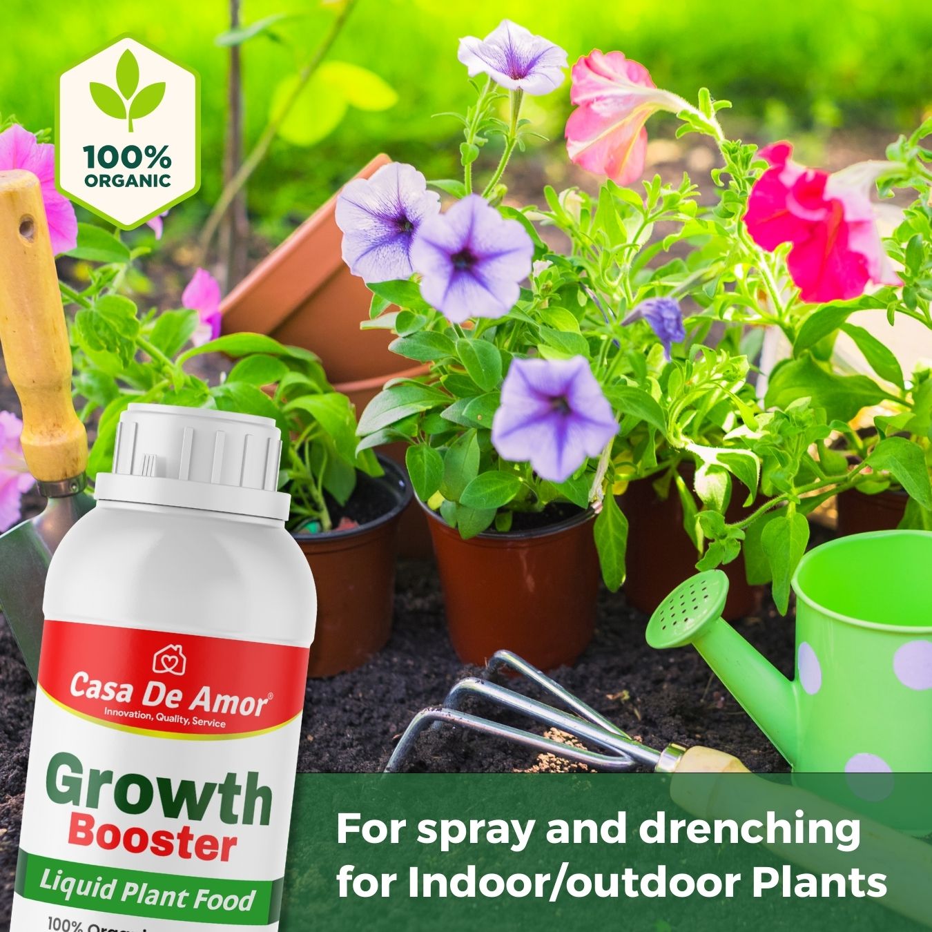 Casa De Amor Growth Booster Liquid Bio-Fertilizer for All Plants, Perfect to Use On Indoor/Outdoor Plants