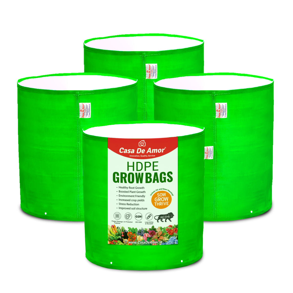 Casa De Amor Terrace Gardening Vegetable and Flower HDPE Grow Bags (18 X 18 Inch, 260 GSM)