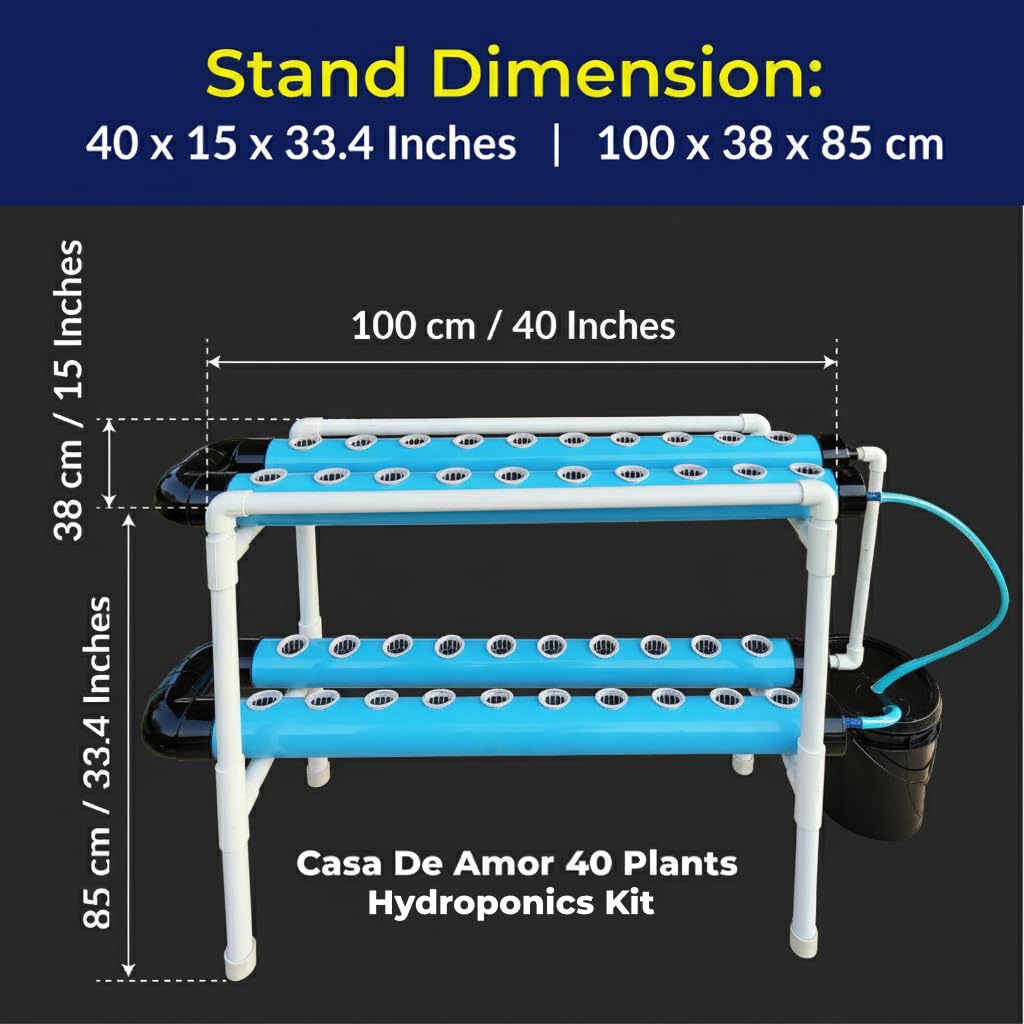 Casa De Amor Hydroponics Kit for Home- 40 Plants, Hydroponic System- Reusable for Indoor/Outdoor