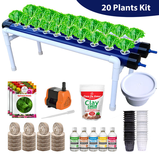 Casa De Amor Hydroponics Kit for Home- 20 Plants, Beginners Hydroponic System- Reusable for Indoor/Outdoor hydroponics, Seeds Included