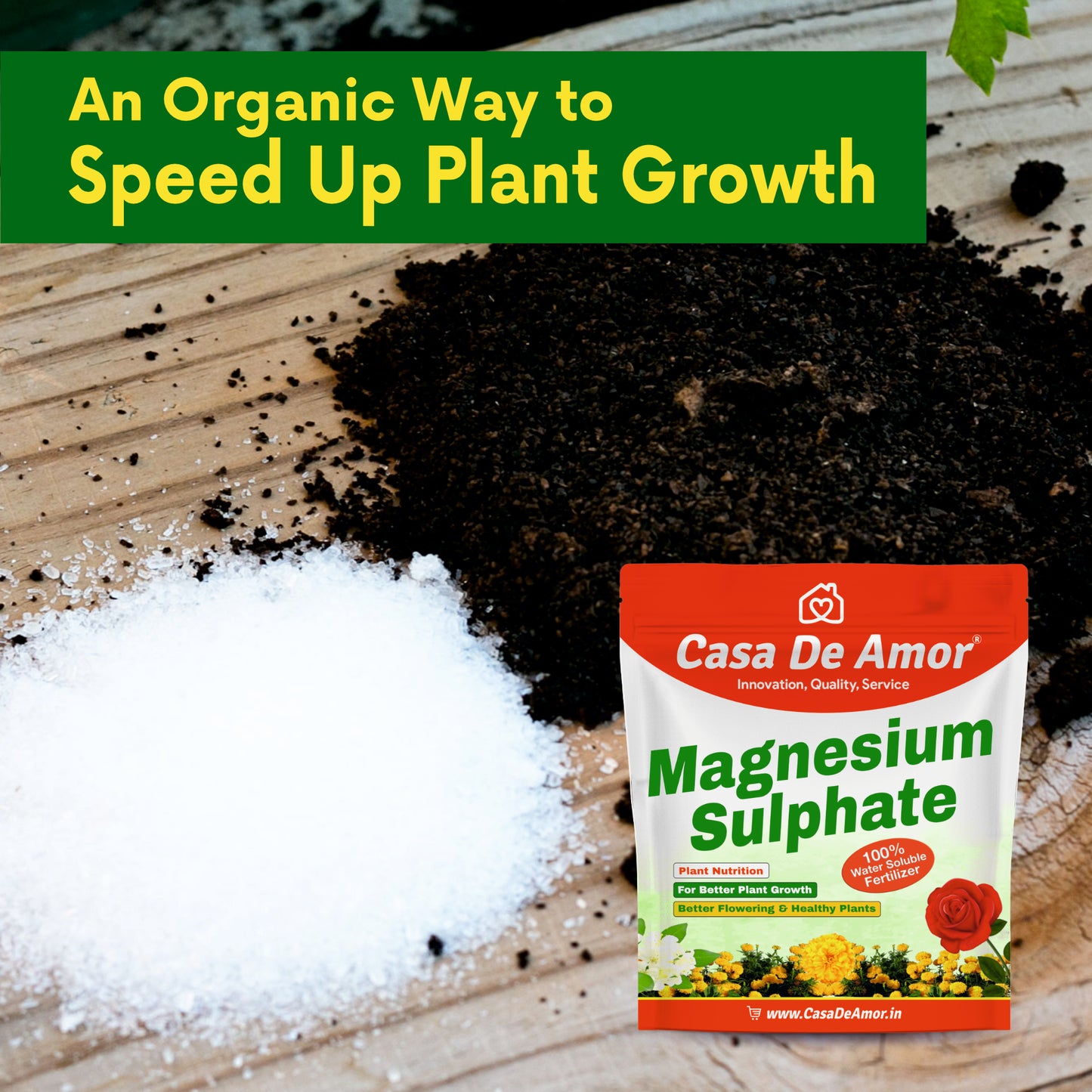 Casa De Amor Magnesium Sulphate for Better Plant Growth, Suitable for all types of plants - flowers, vegetables, indoor plants, outdoor plants