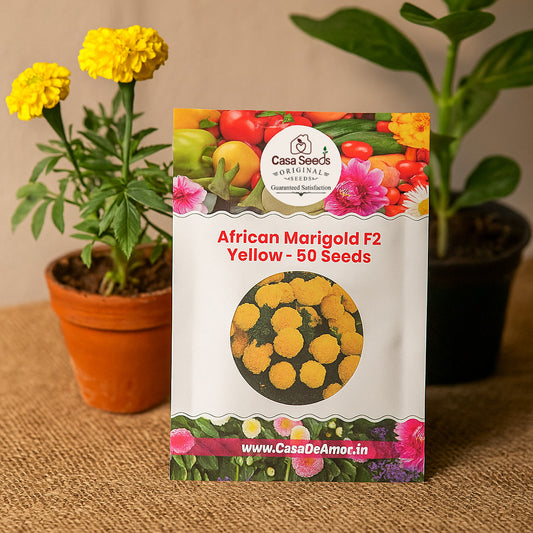 African Marigold F2 Yellow- 50 Seeds